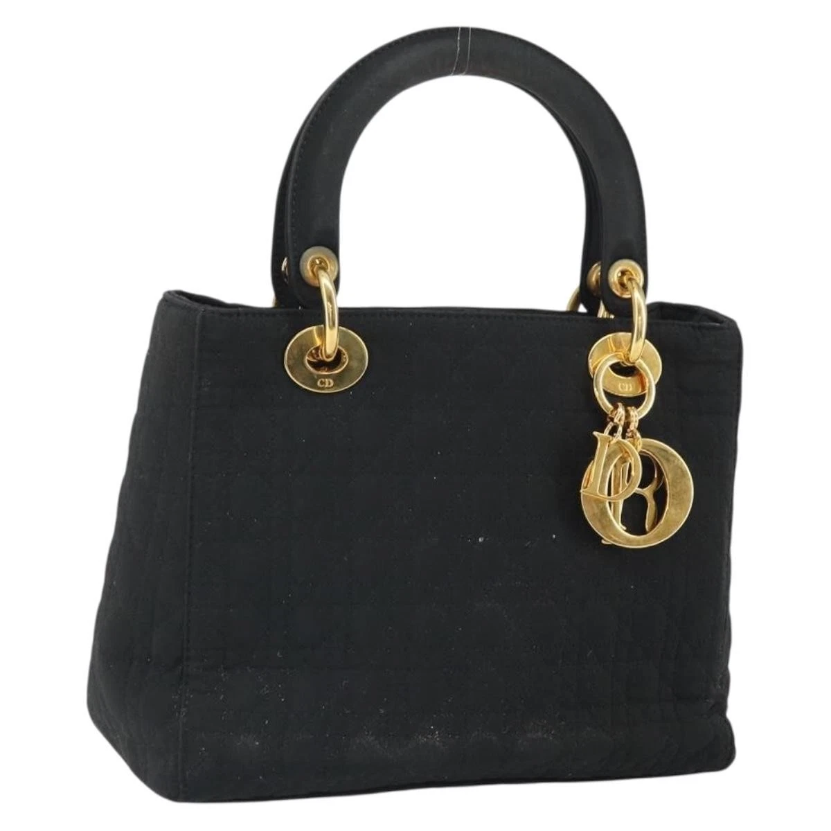 $5100 Christian Dior Nylon Cannage Medium Lady Dior Black Gold