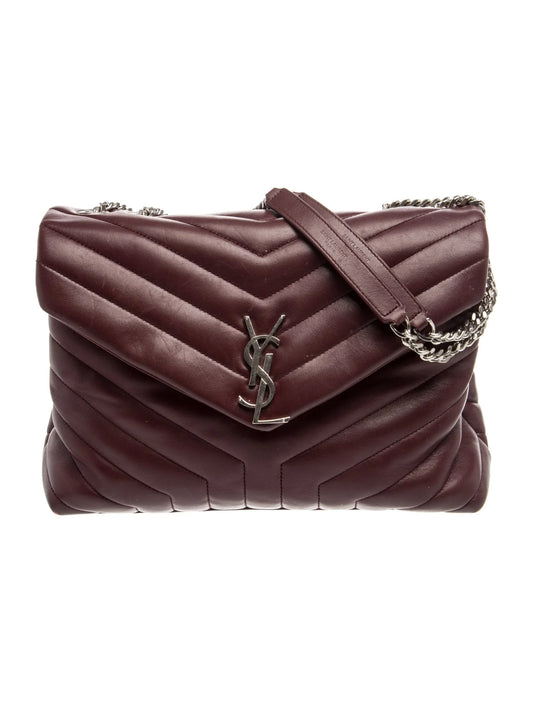 $3100 2014 Saint Laurent Calfskin LouLou Medium Burgundy