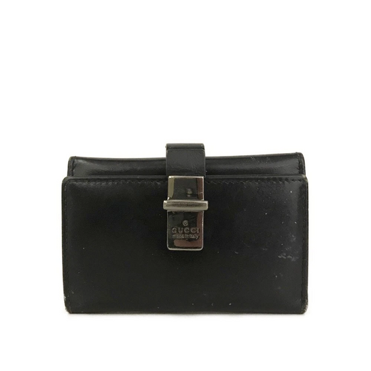 GUCCI Logo Leather 6 Ring Key Case Black