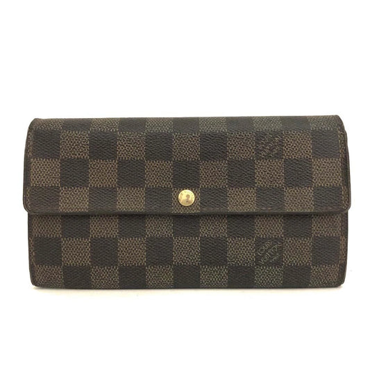 Louis Vuitton Damier Porte Feuille Sarah Long Bifold Wallet Brown CA0048