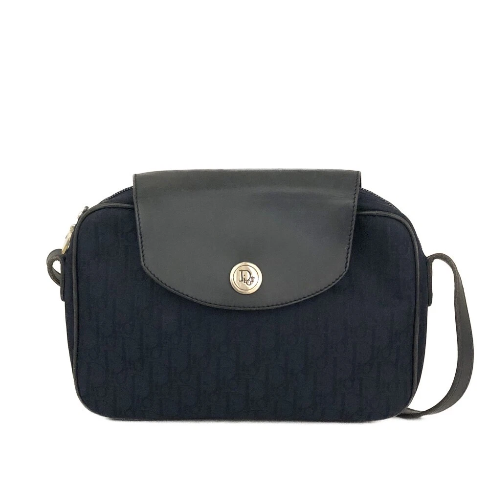 $1250 Christian Dior Oblique Trotter Canvas Leather Shoulder Bag