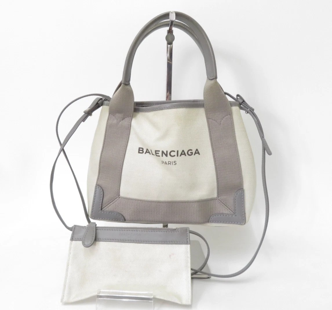 $1,150 2020 Balenciaga Navy Cabas XS Canvas 2-Way Tote 390346-2710