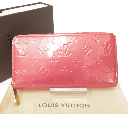 $970 Louis Vuitton Vernis Zippy Wallet Rose Litchi