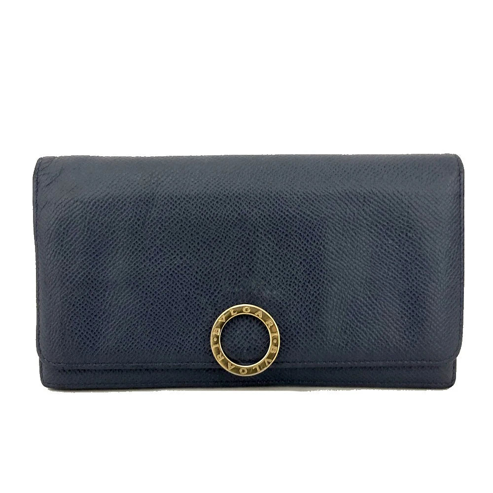 BVLGARI BVLGARIBVLGARI Leather Bifold Long Wallet Blue