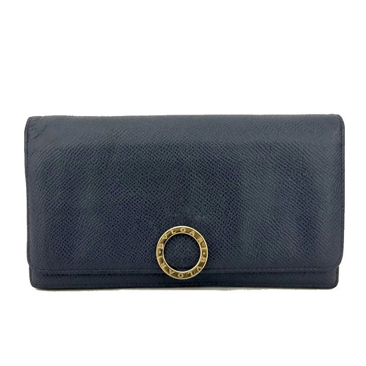 BVLGARI BVLGARIBVLGARI Leather Bifold Long Wallet Blue