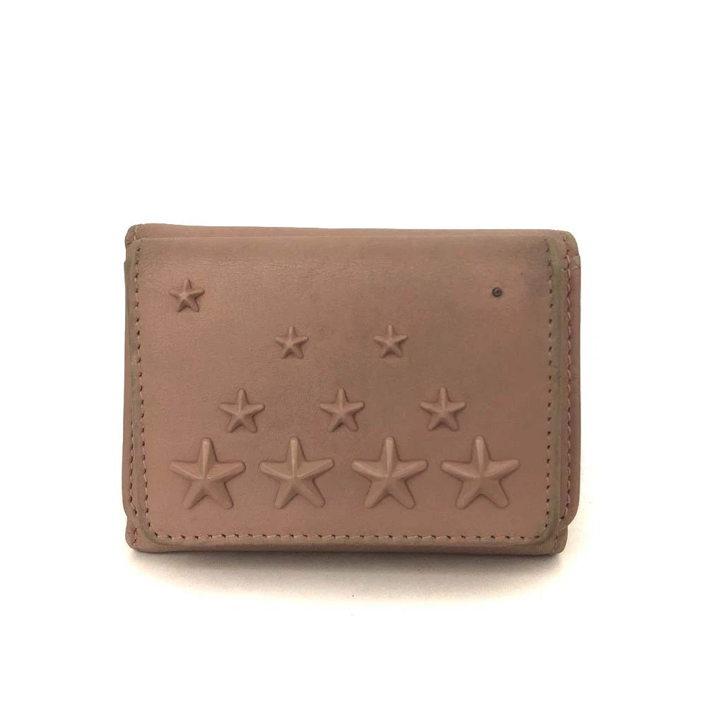 Jimmy Choo Nemo Star Studs Leather Trifold Wallet Pink