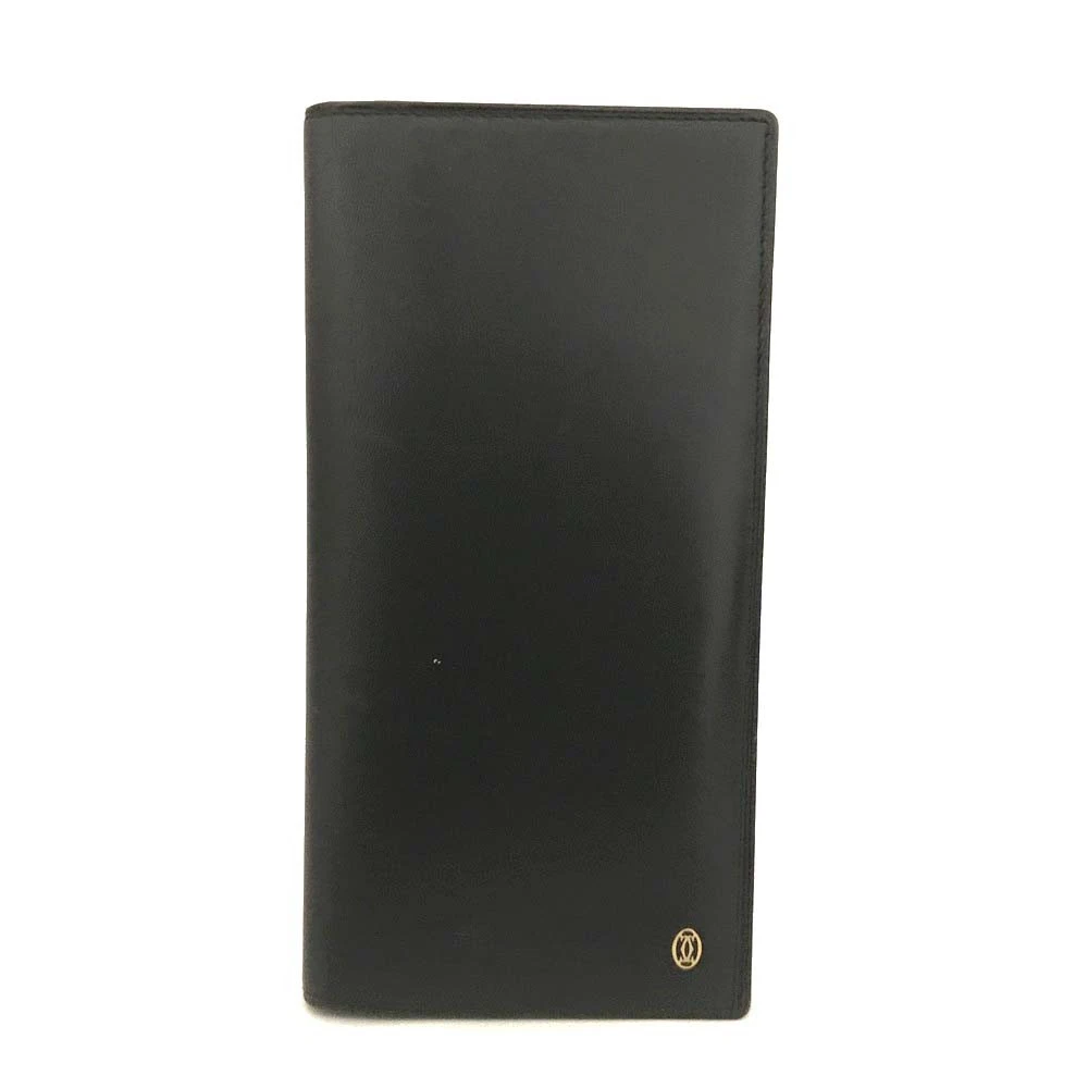 $800 Pasha de Cartier Leather Long Bifold Wallet Black