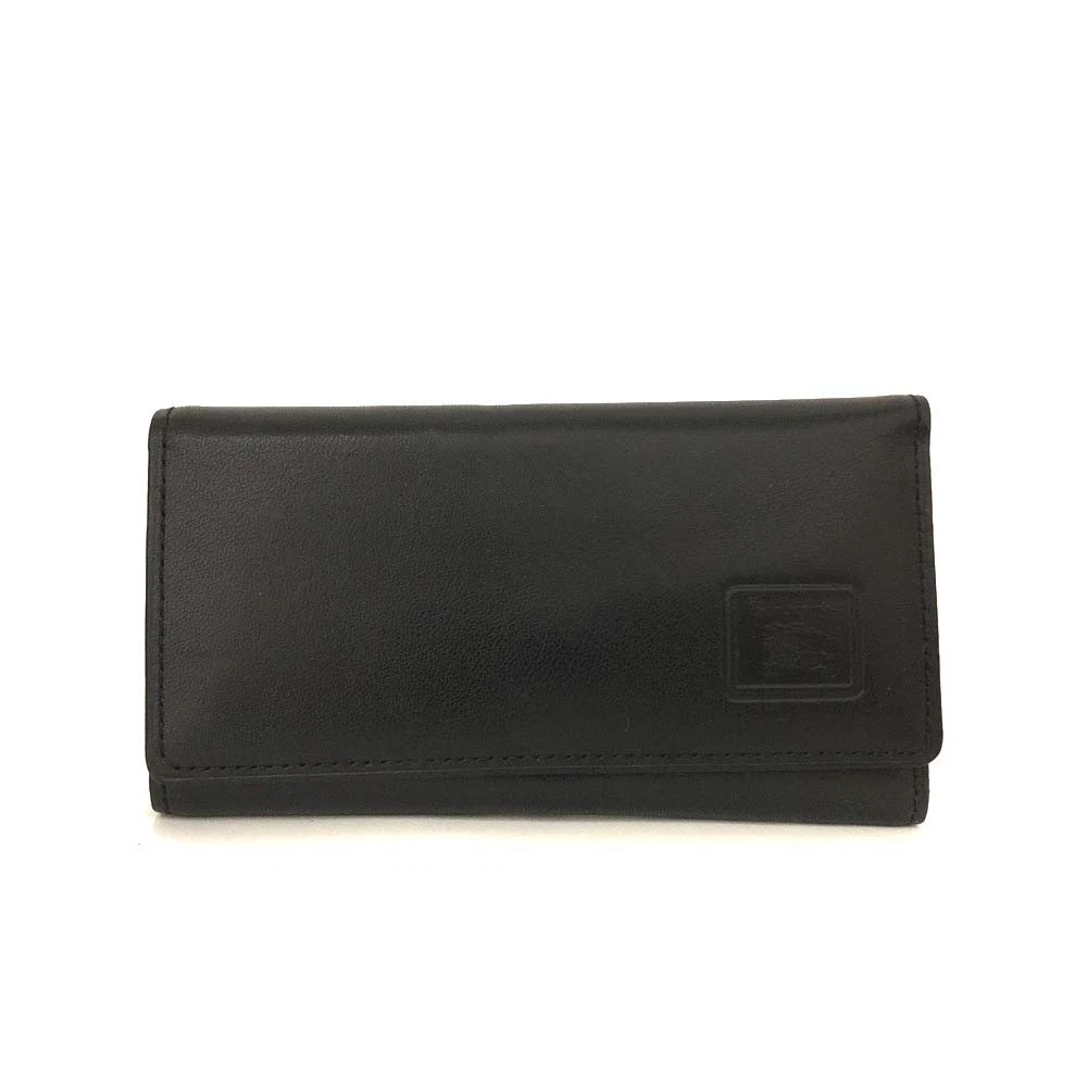 $280 Burberry House Check Leather 3 Ring Key Case Black