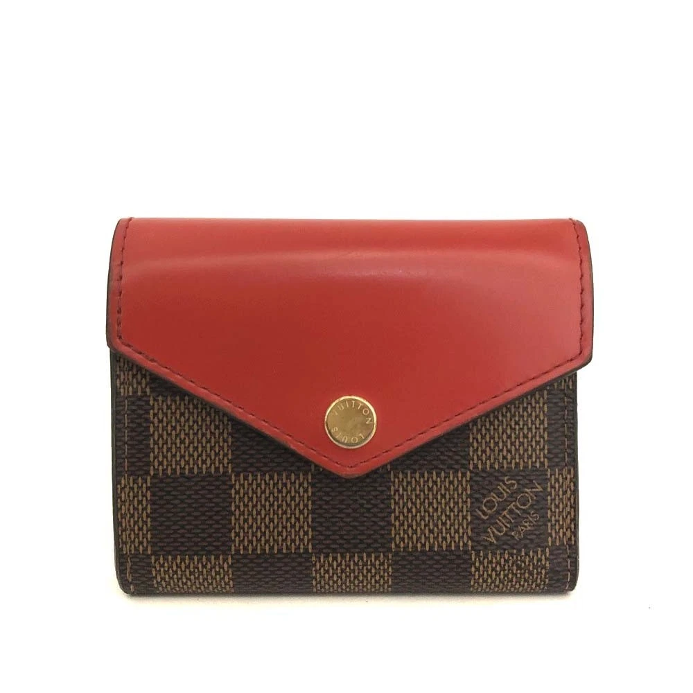 $625 2019 Louis Vuitton Damier Portefeuille Zoe Mini Trifold Wallet Brown TS1189