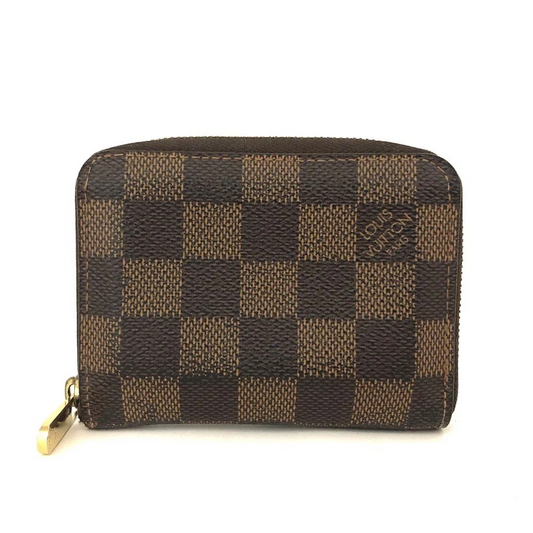 $560 Louis Vuitton Damier Zippy Zip Coin Purse Wallet Brown SN5101