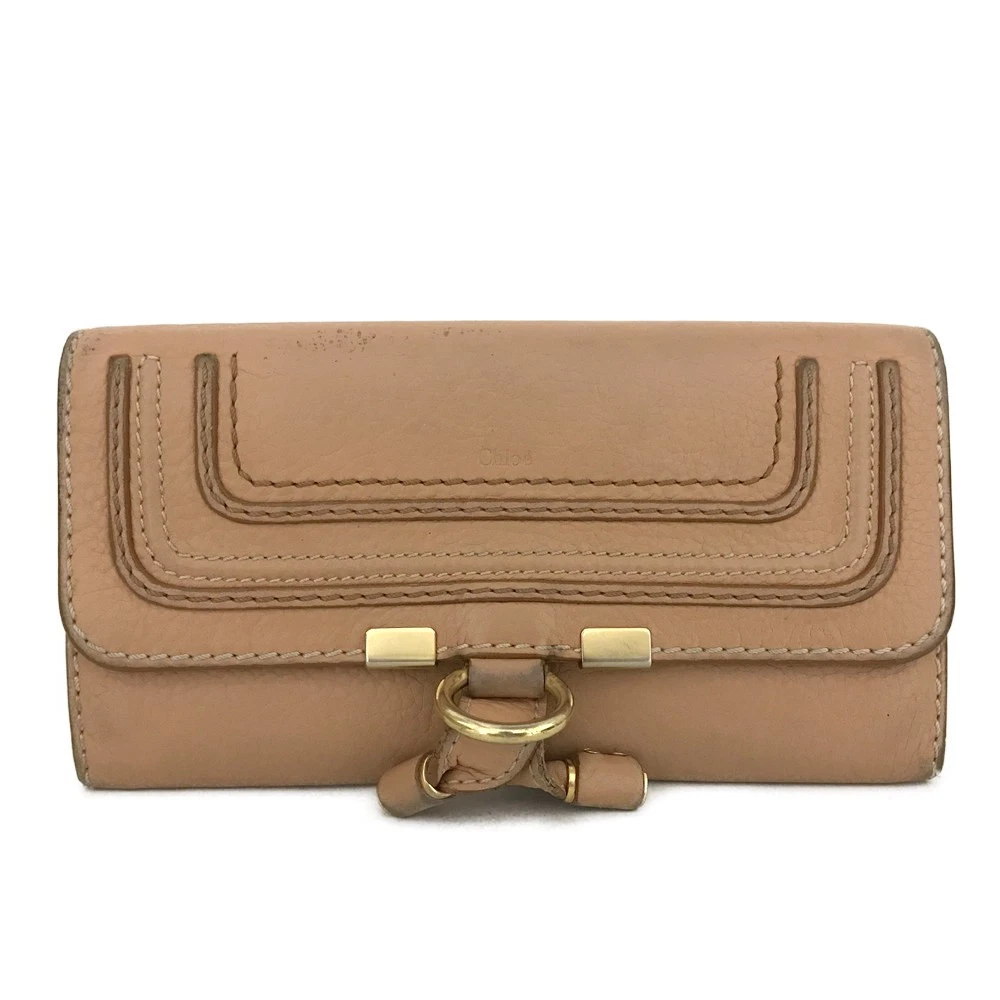 $650 CHLOE Grained Calfskin Marcie Long Wallet Orange