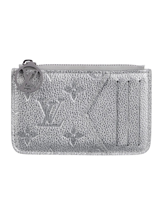$590 Louis Vuitton Empreinte Monogram Zipped Romy Card Holder Silver