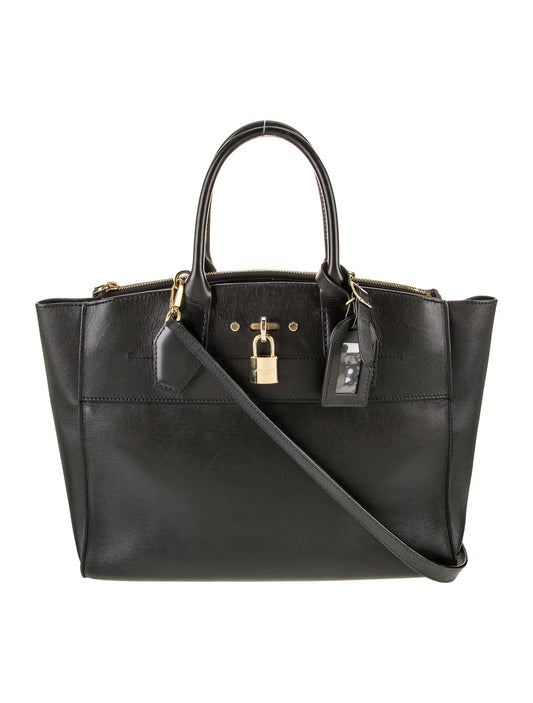 $4250 Louis Vuitton Leather City Steamer MM Black