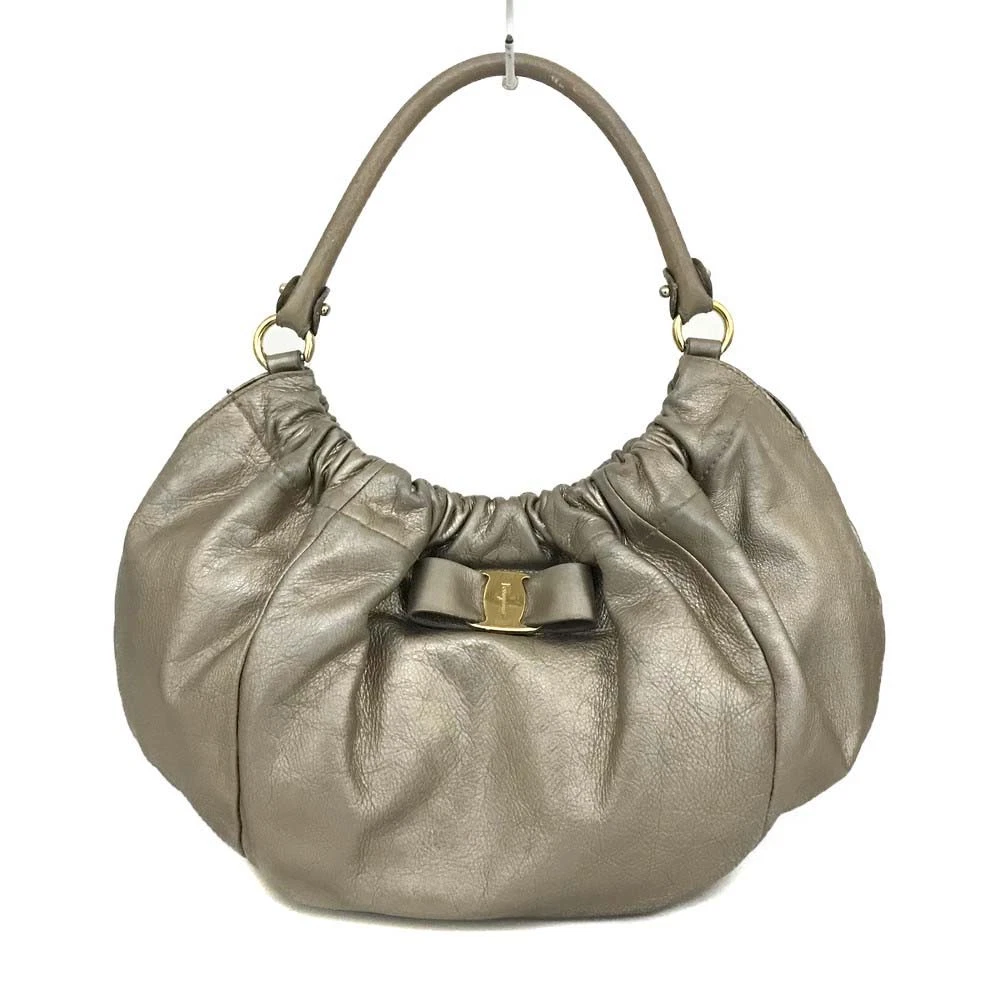 Salvatore Ferragamo Vara Leather Hand Bag Gold/8CH0052
