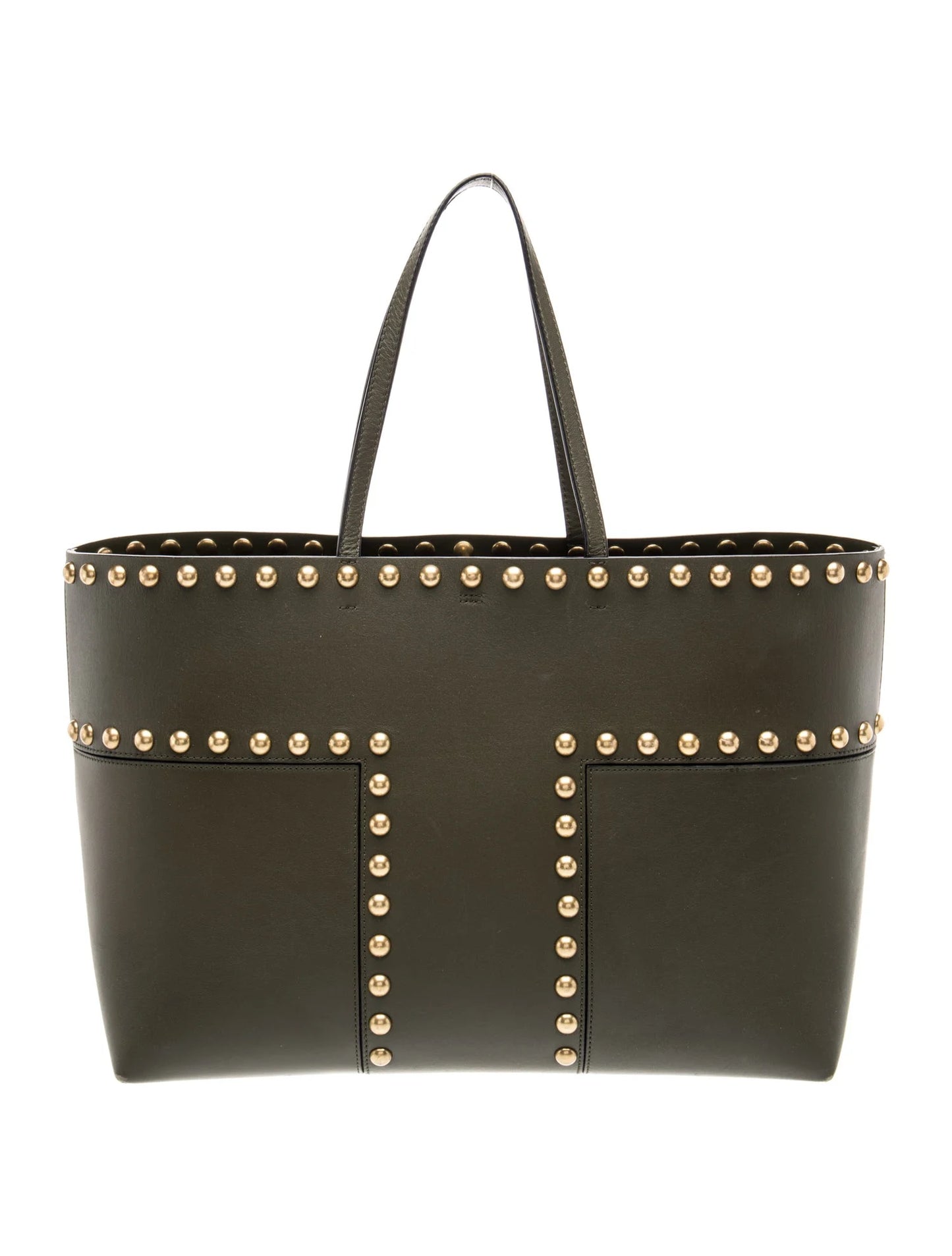 $448 Tory Burch T Studded Tote Olive Green