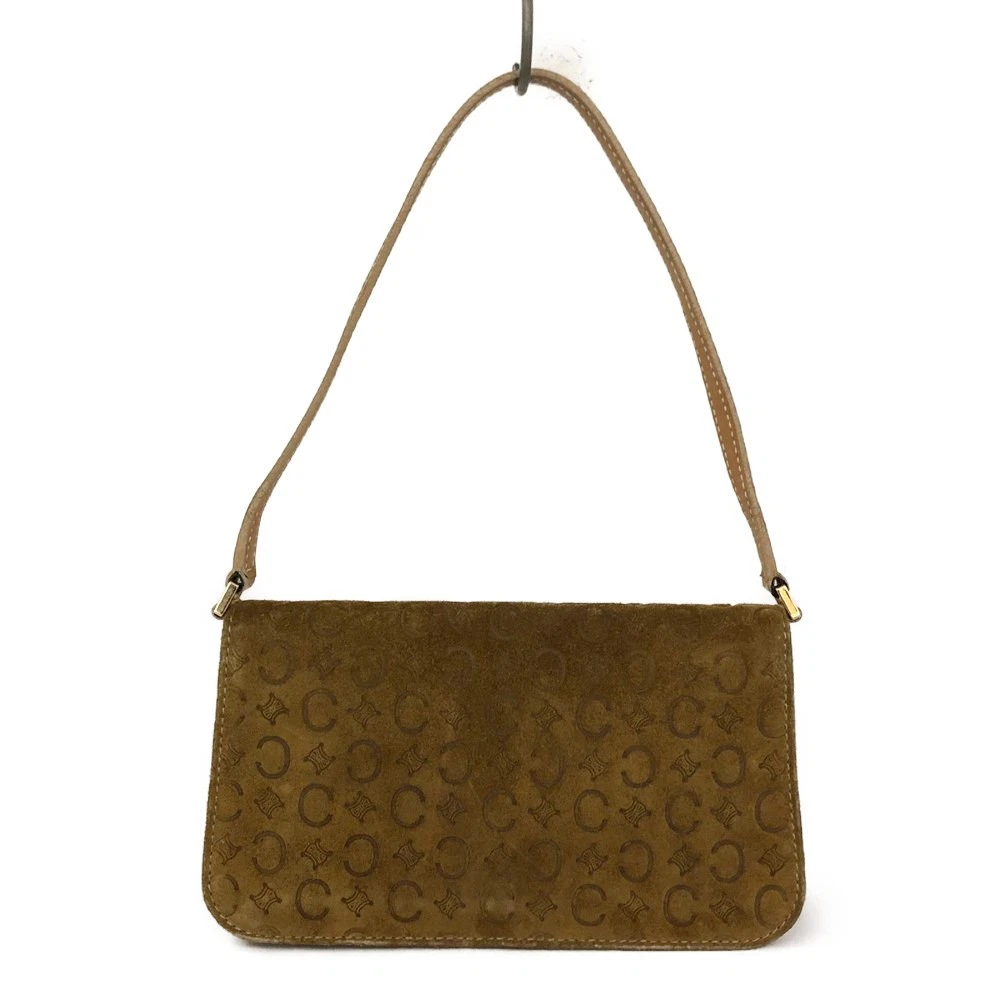 CELINE Macadam C Suede Leather Shoulder Bag Brown