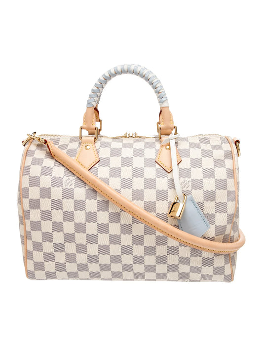 $3500 Louis Vuitton Damier Azur Speedy Bandouliere 30 Soft Speedy RFID