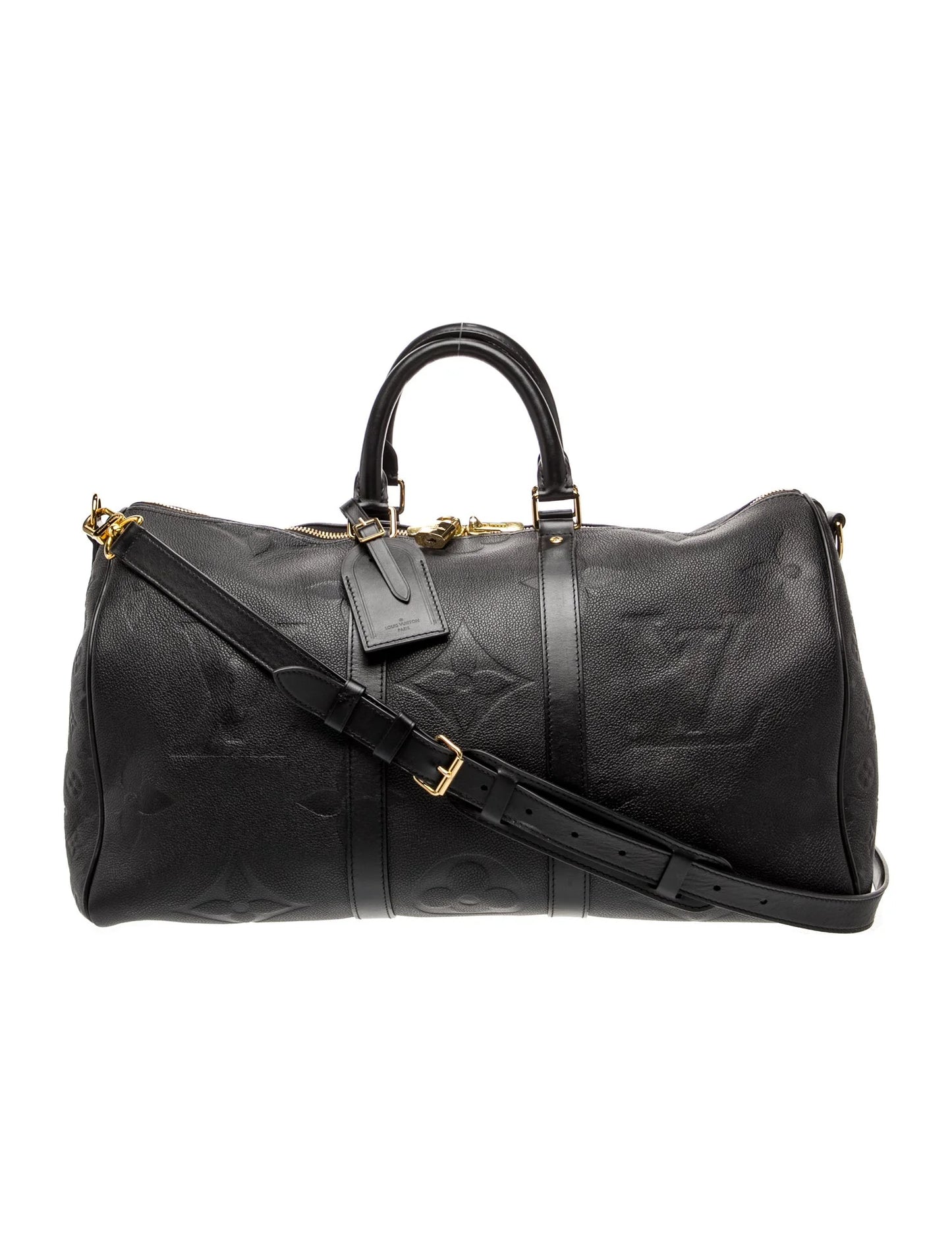 $3900 Louis Vuitton Empreinte Monogram Giant Keepall Bandouliere 45 Black