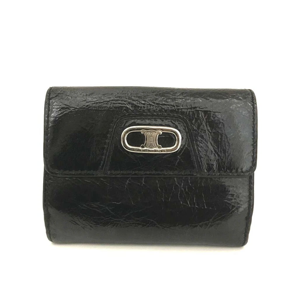 CELINE Macadam Patent Leather Bifold Wallet Black