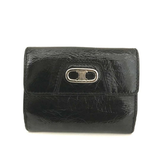CELINE Macadam Patent Leather Bifold Wallet Black