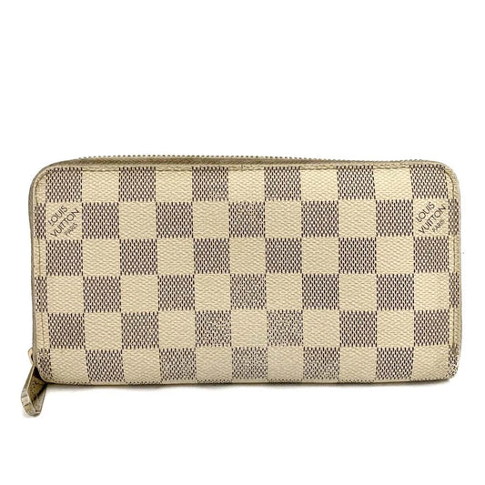 Louis Vuitton Damier Azur Zippy Zip Around Long Wallet Purse White VI0088