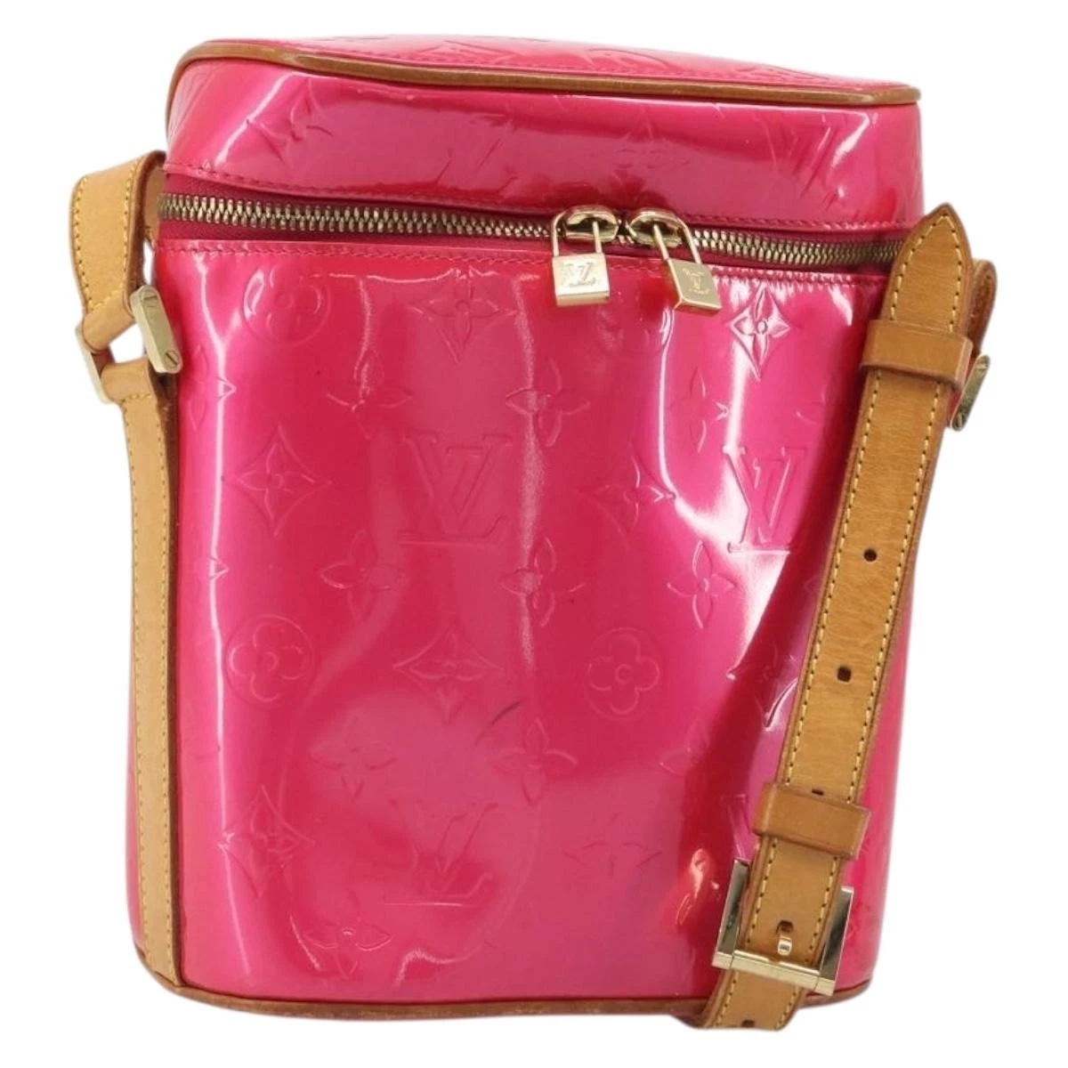 $995 2003 Louis Vuitton Fuchsia Monogram Vernis Vertical Sullivan Bag CE0013