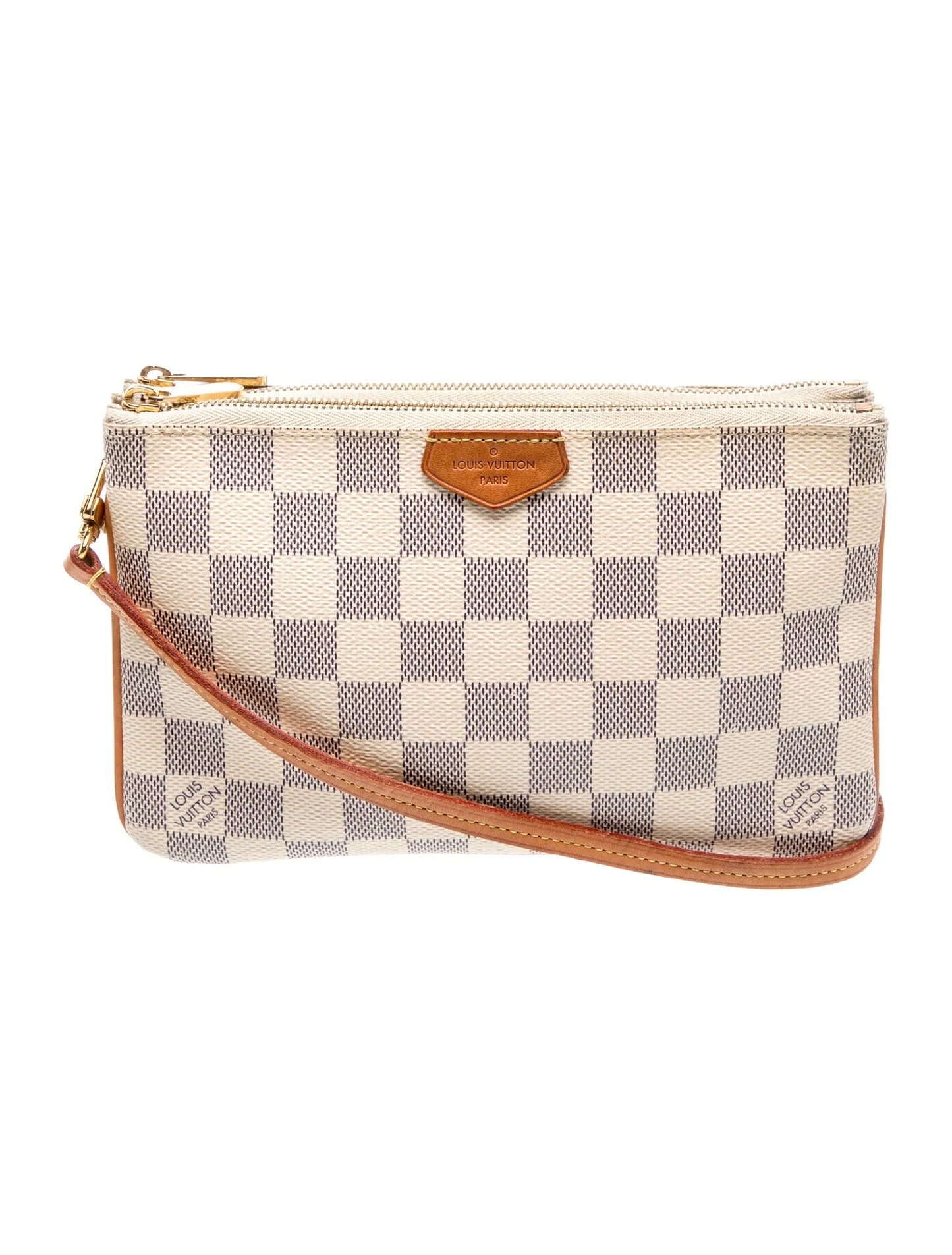 $1350 Louis Vuitton Damier Azur Double Zip Pochette
