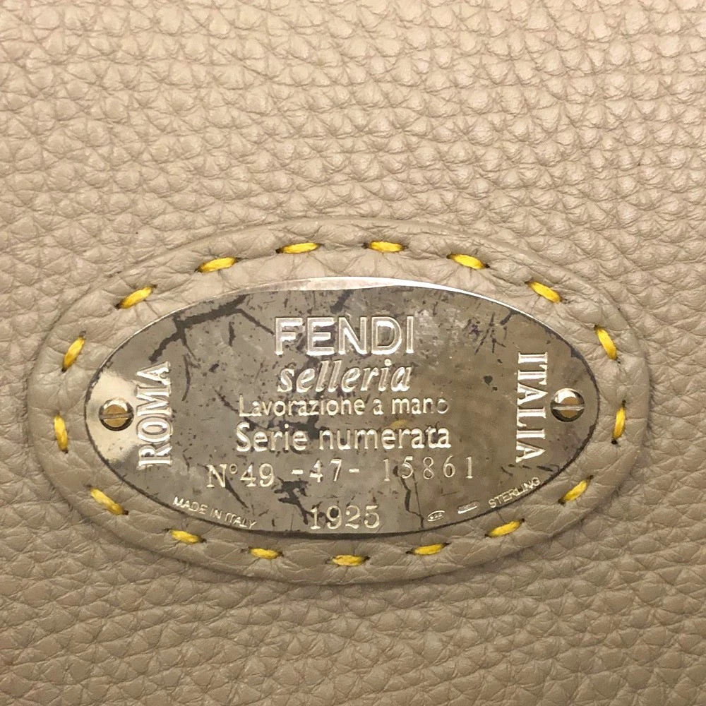 FENDI Selleria Leather Shoulder Tote Bag Yellow/6CH0854