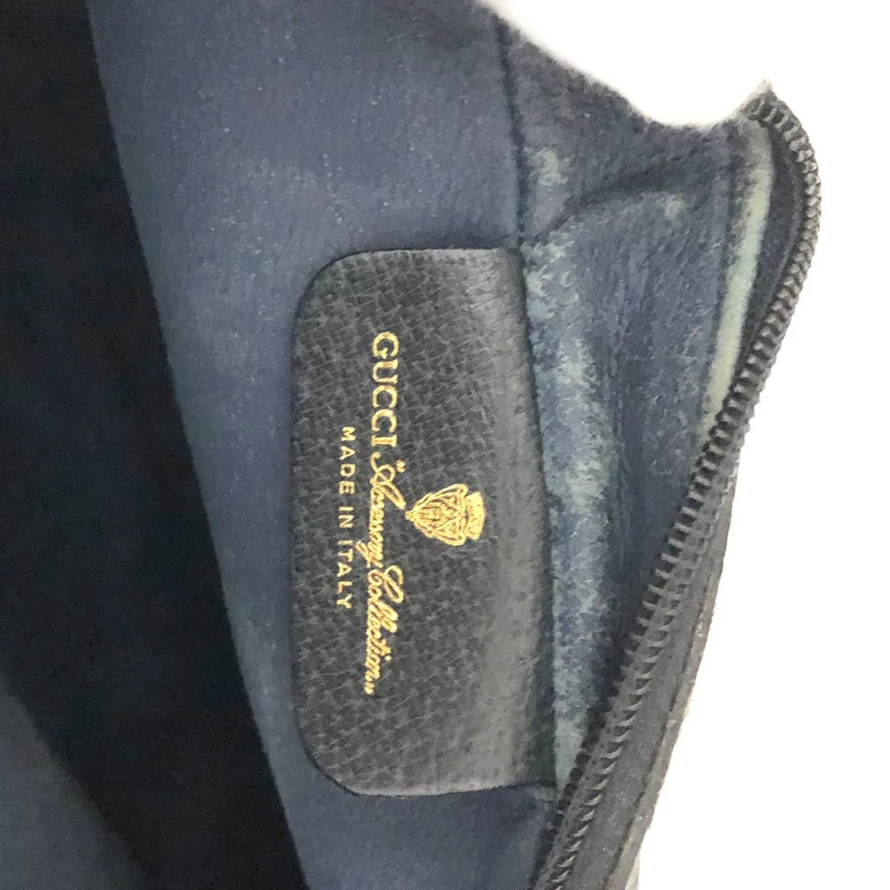 GUCCI GG Logo PVC Webbing Shoulder Bag Navy blue
