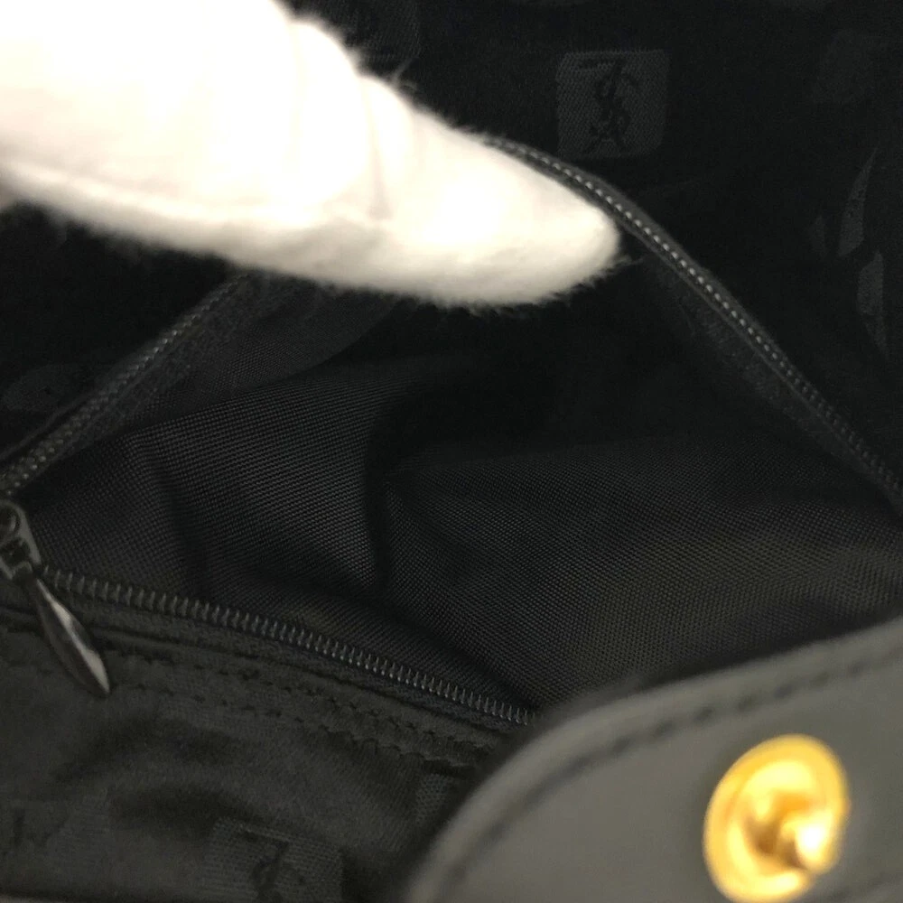 $2150 Yves Saint Laurent Cassandra Embossed Leather Backpack Black