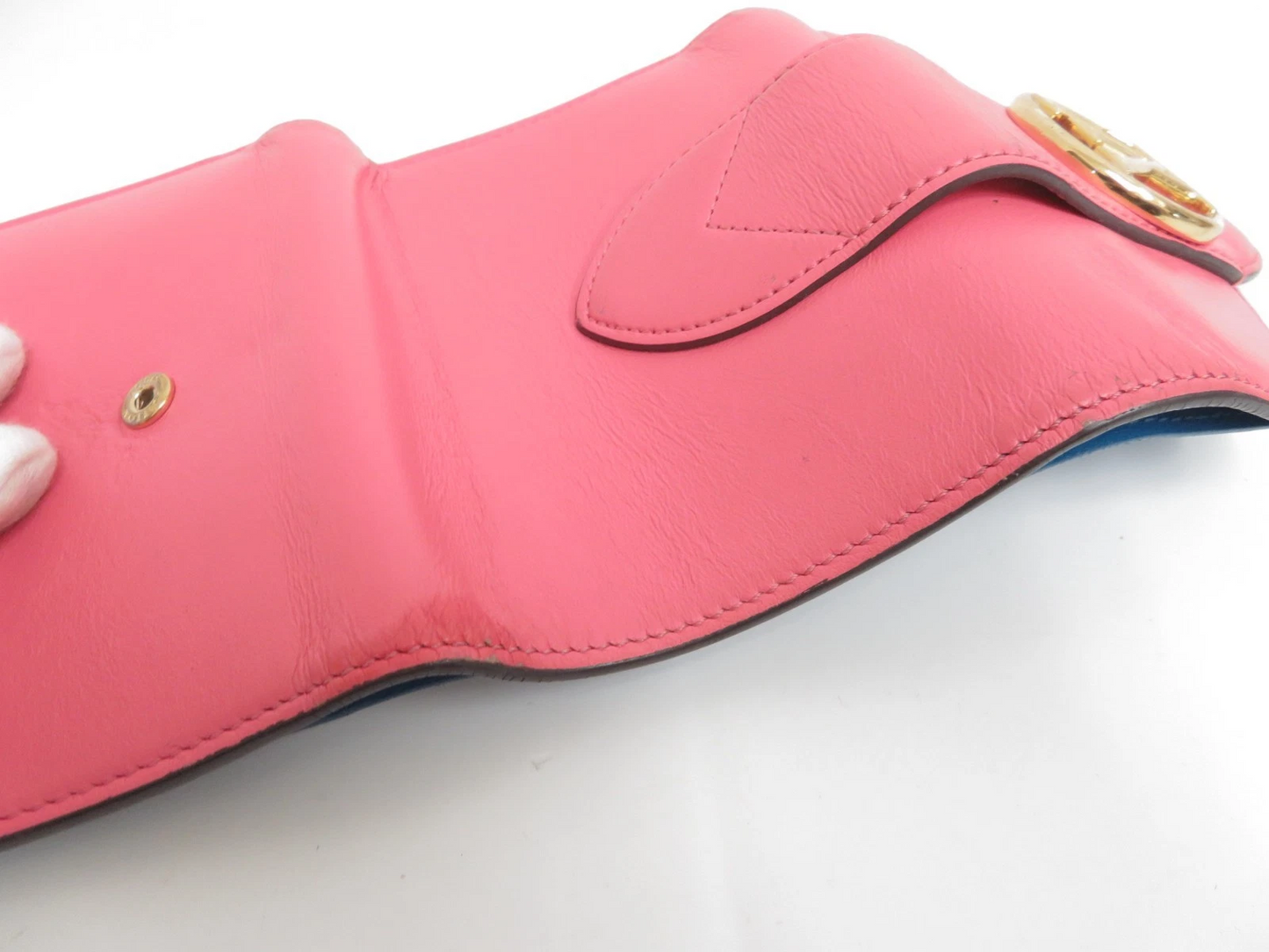 $965 2020 LOUIS VUITTON Smooth Calfskin LV Pont 9 Compact Wallet Pink FH2230