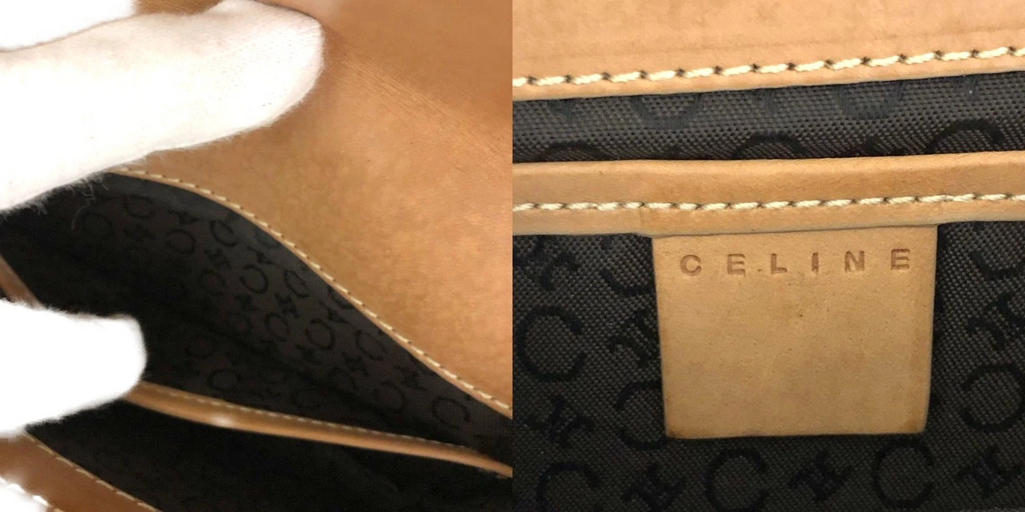 CELINE Macadam C Suede Leather Shoulder Bag Brown