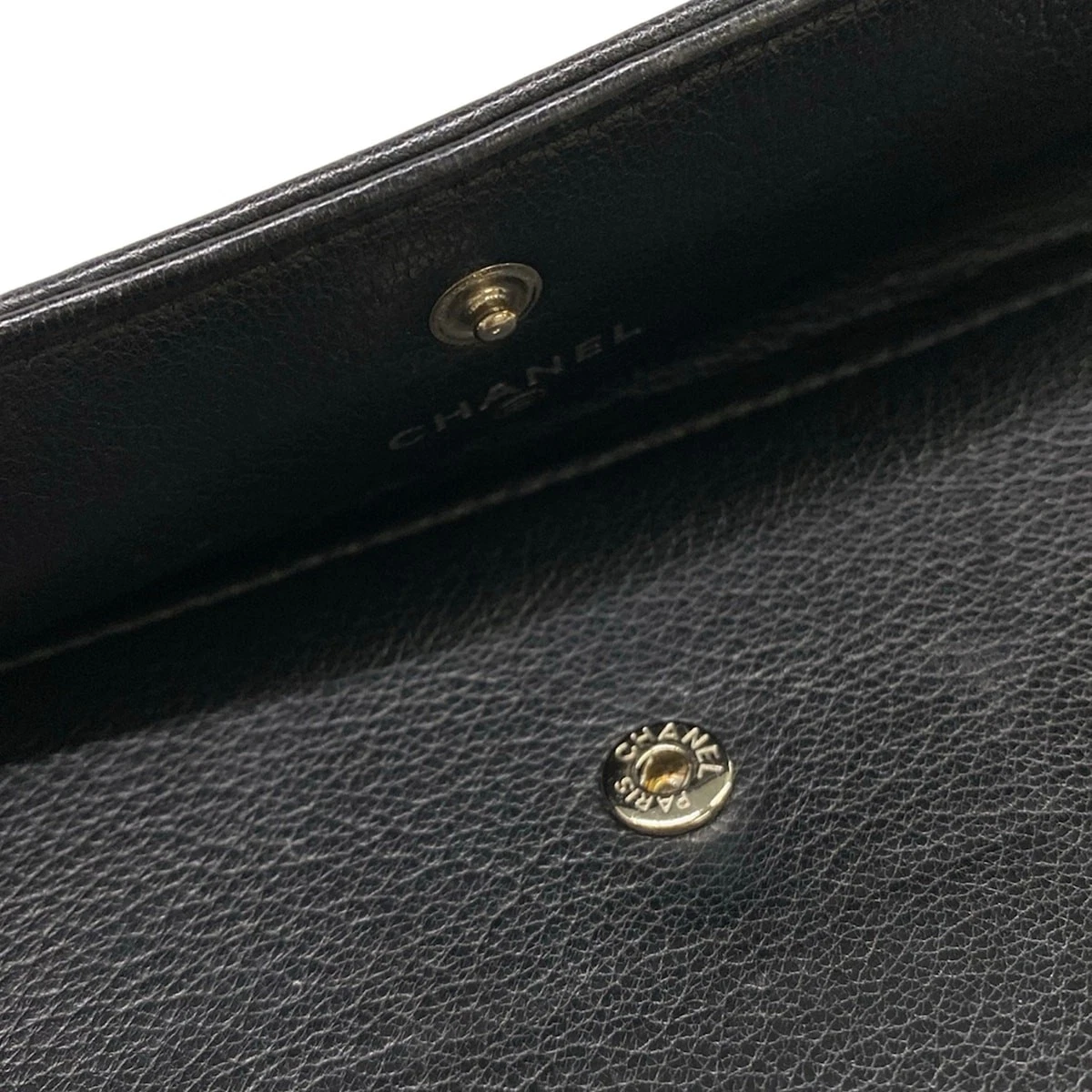 CHANEL Black Leather Long Wallet
