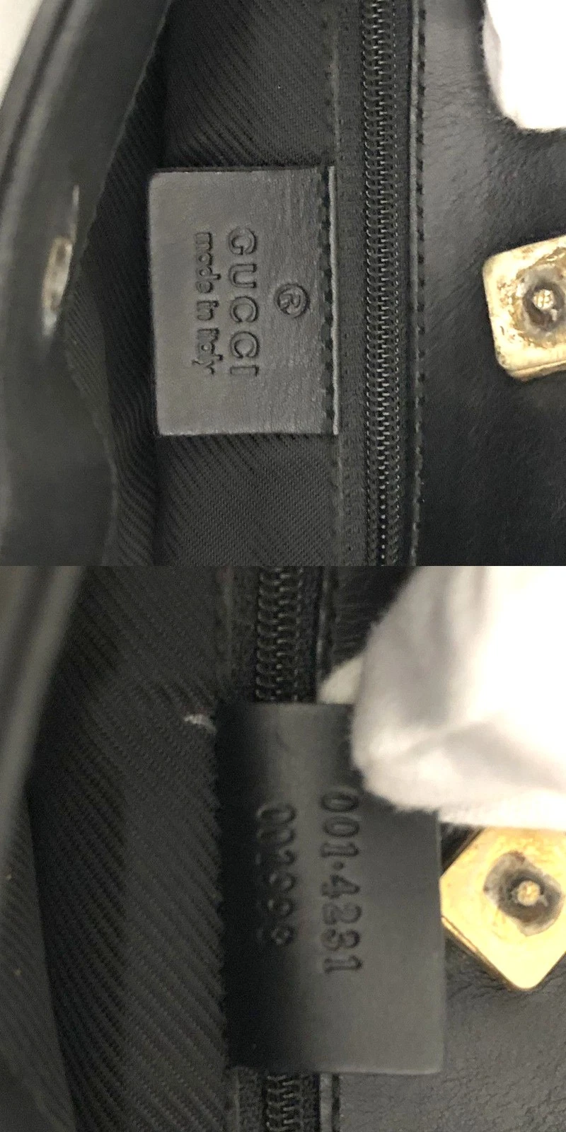 GUCCI GG Logo Canvas Leather Shoulder Tote Bag Black