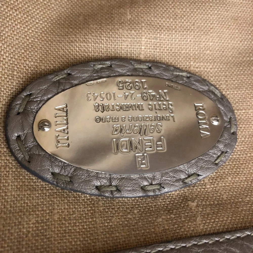 FENDI Selleria Leather Tote Bag Silver/6CH0834