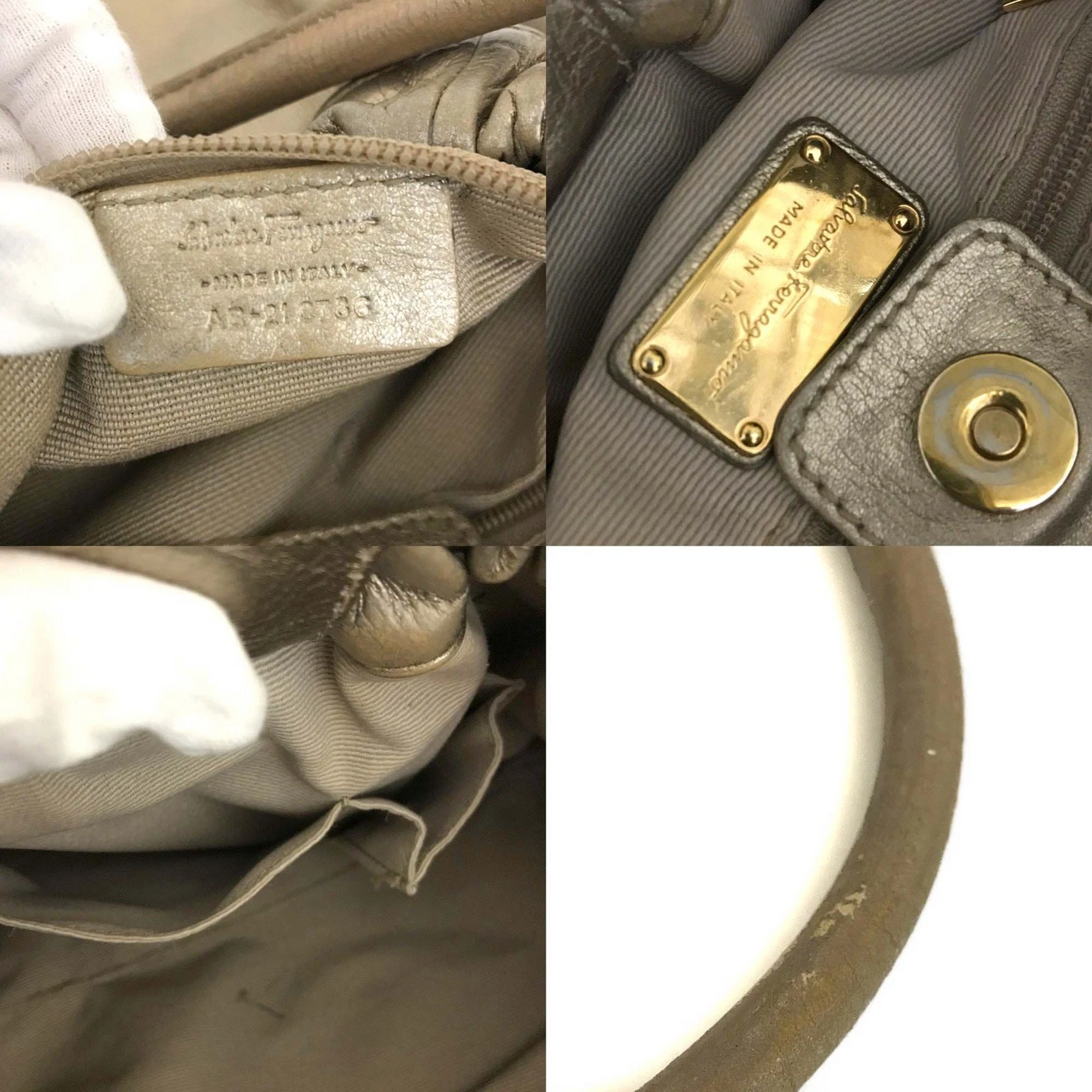 Salvatore Ferragamo Vara Leather Hand Bag Gold/8CH0052