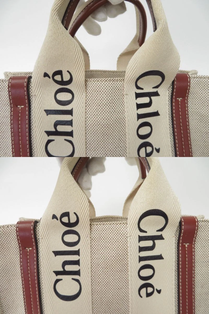 $990 2021 Chloe Woody Canvas Small Tote Bag C04T4P