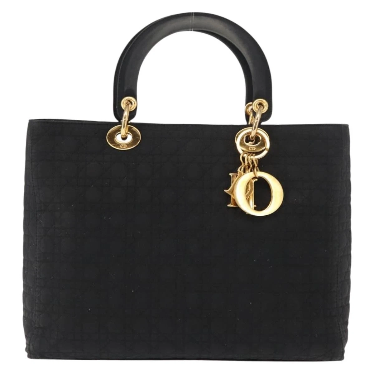 $4900 Christian Dior Nylon Cannage Large Lady Dior Black