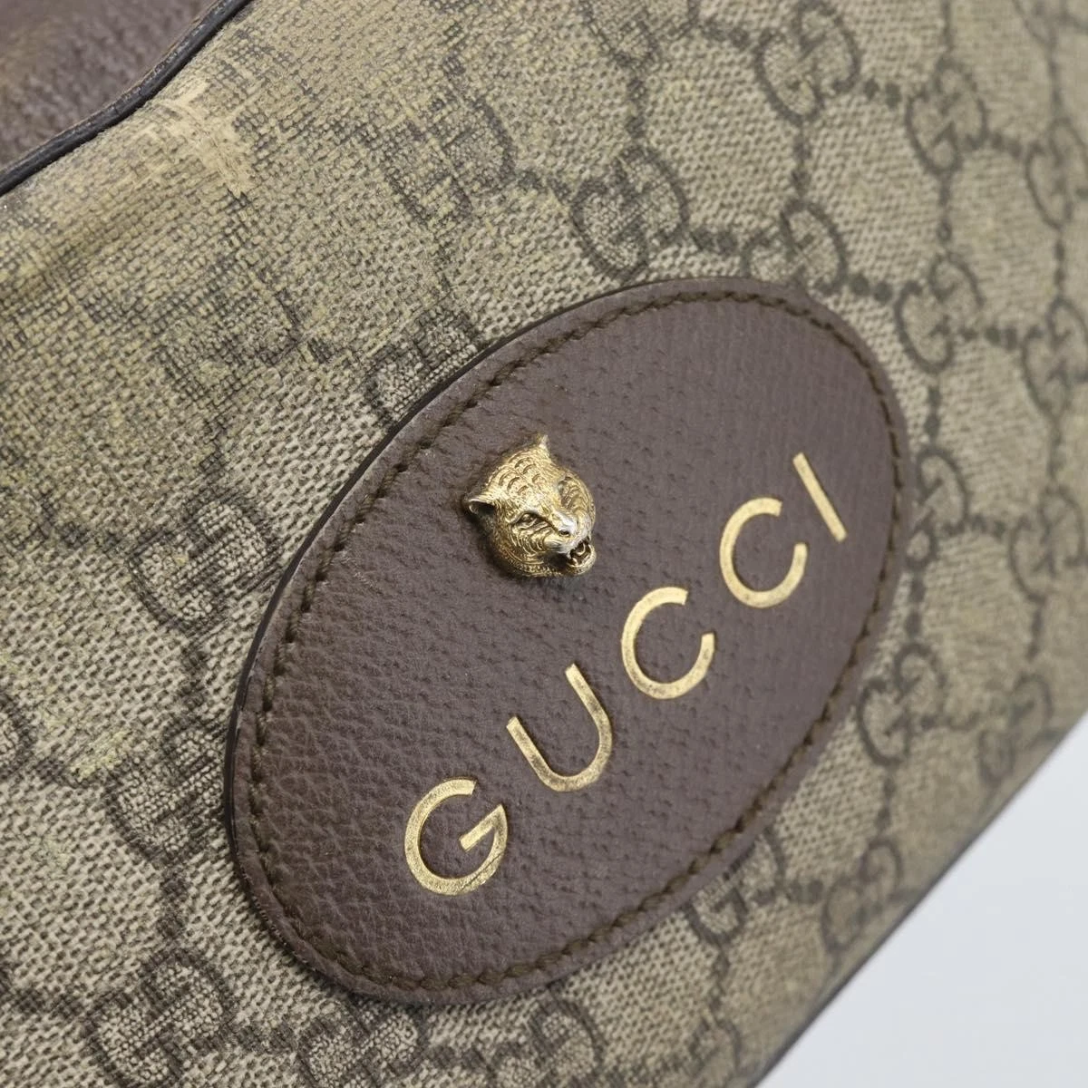 $1490 Gucci GG Supreme Monogram Web Neo Vintage Shoulder Bag Beige New Acero Crop