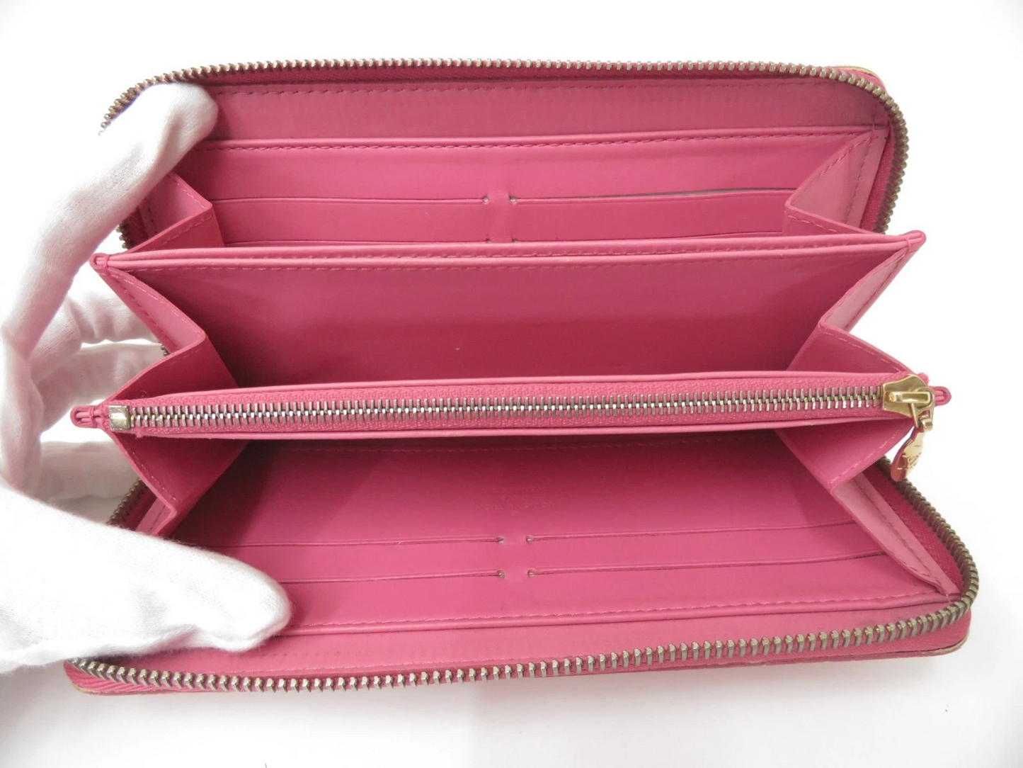 $970 Louis Vuitton Vernis Zippy Wallet Rose Litchi