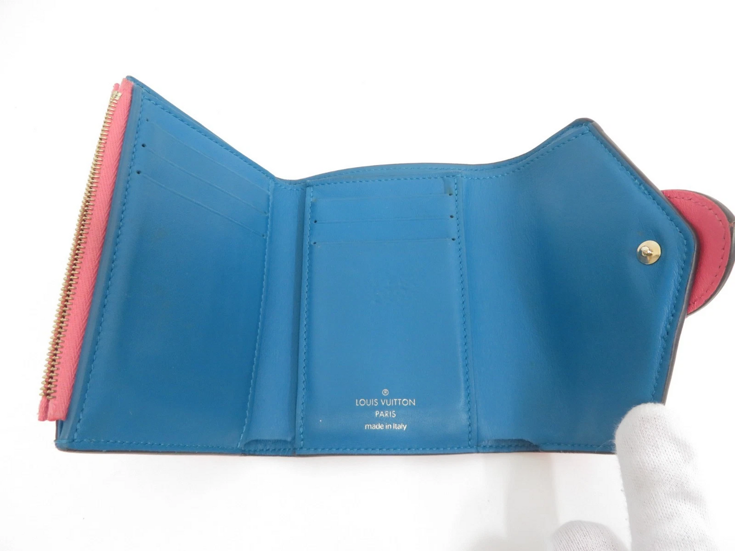 $965 2020 LOUIS VUITTON Smooth Calfskin LV Pont 9 Compact Wallet Pink FH2230
