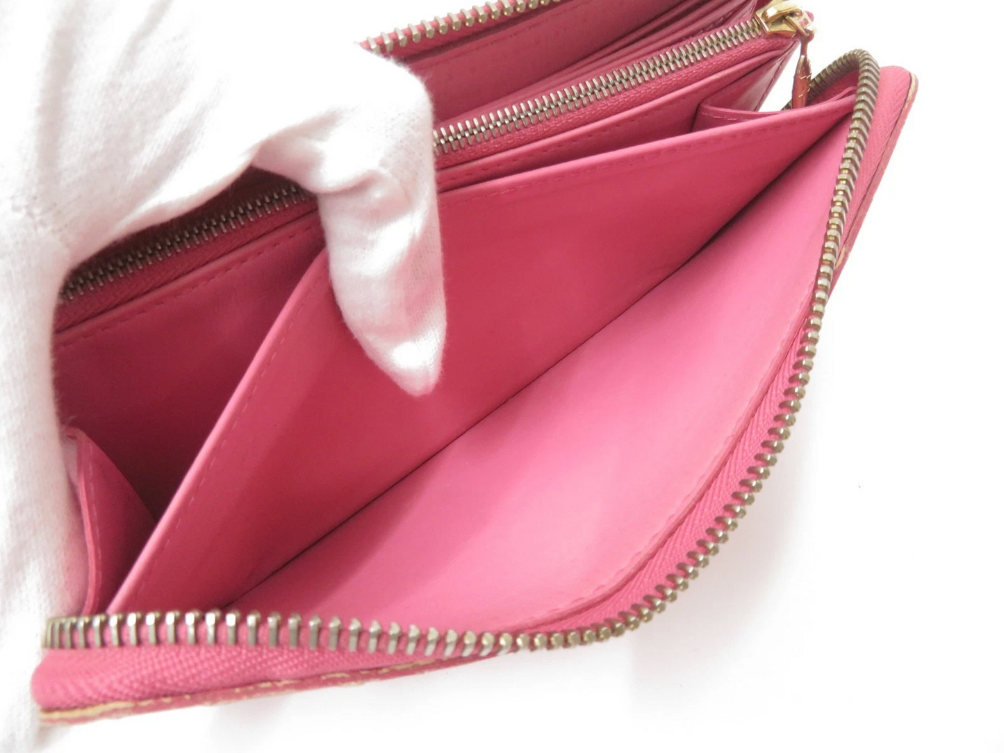 $970 Louis Vuitton Vernis Zippy Wallet Rose Litchi