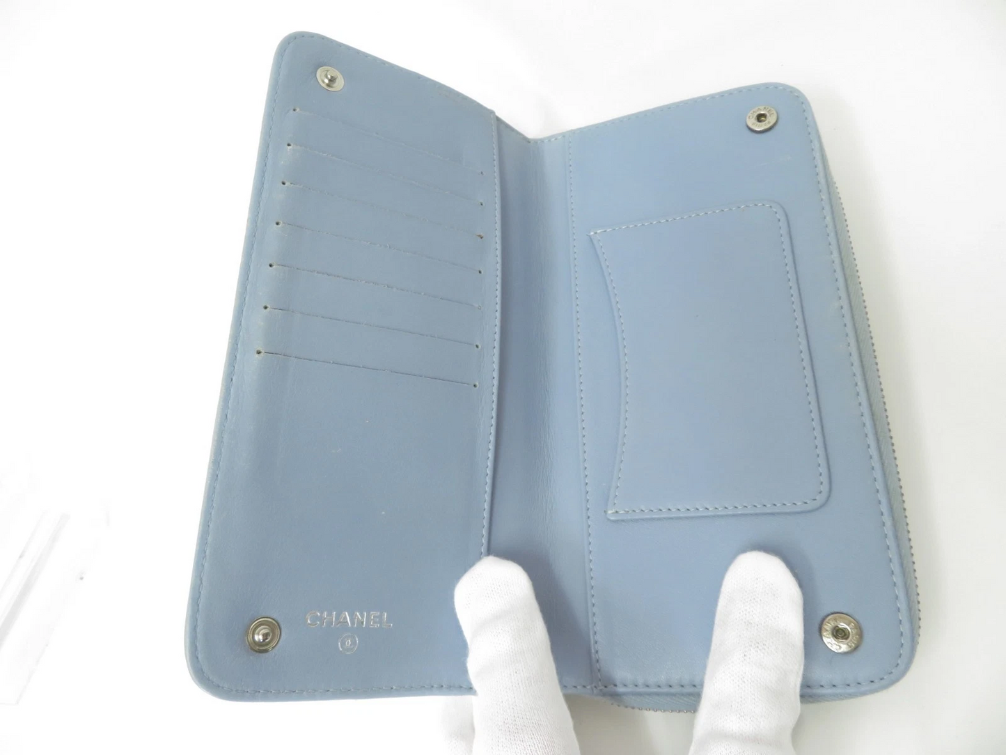 CHANEL CC Matelasse Lambskin Zip Around Zippy Long Wallet