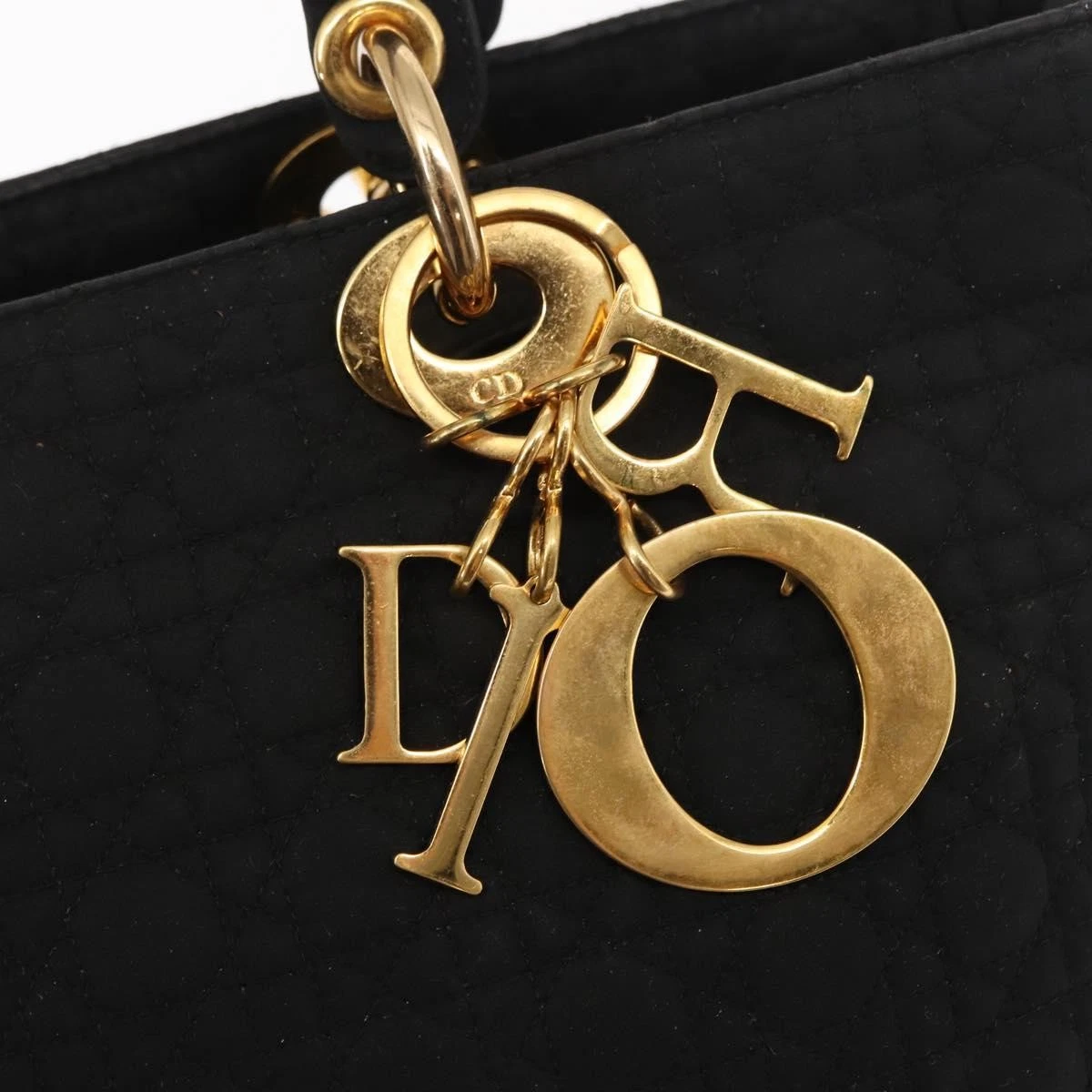 $4900 Christian Dior Nylon Cannage Large Lady Dior Black