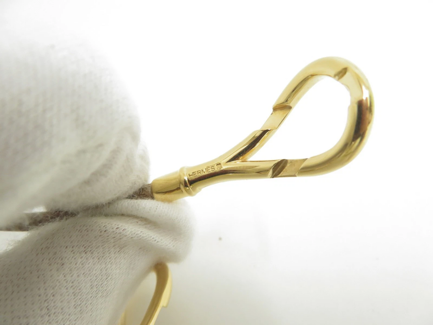 $460 Hermes Natural Bridle Atame Bracelet Gold Brown