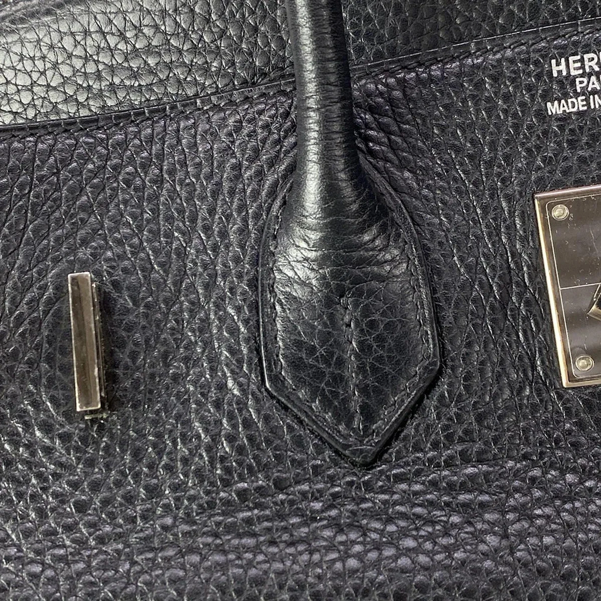 HERMES Birkin 35 Black Togo Square J Handbag