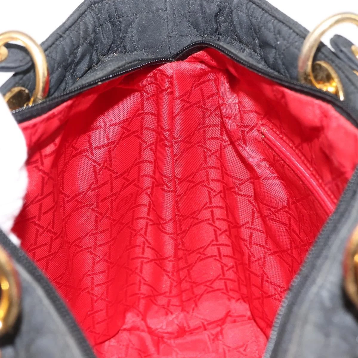 $4900 Christian Dior Nylon Cannage Large Lady Dior Black