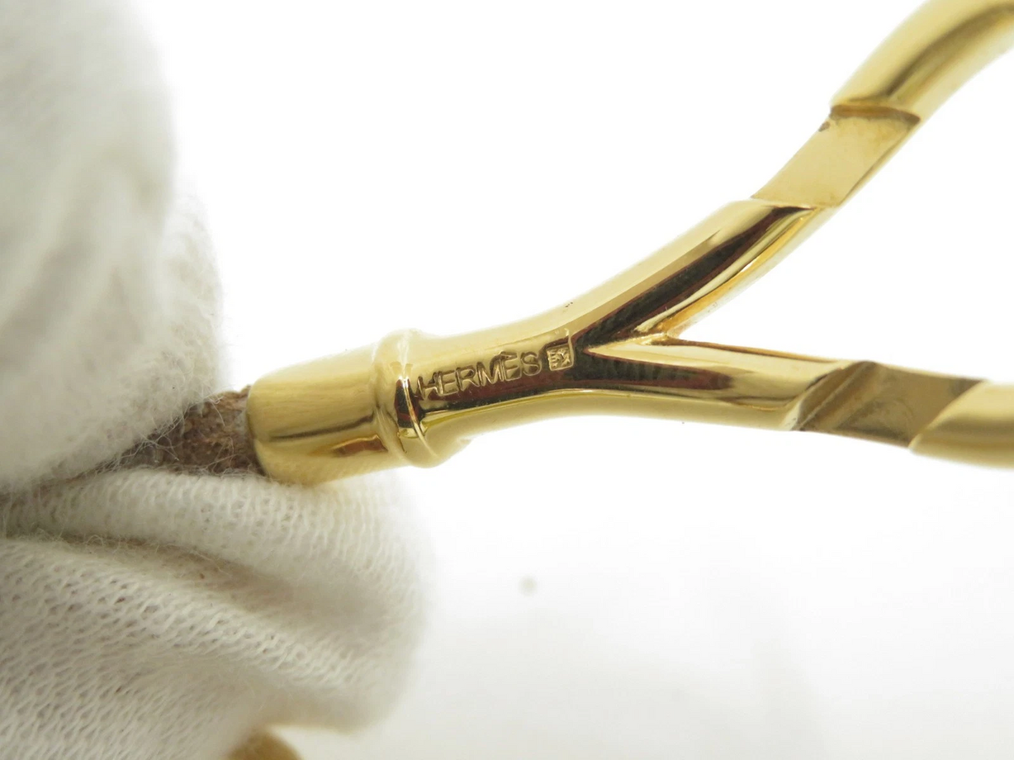 $460 Hermes Natural Bridle Atame Bracelet Gold Brown