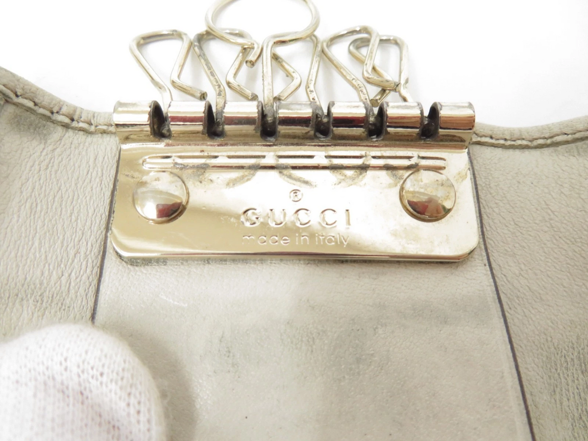 $320 2013 Gucci GG Sukey GG Canvas Leather 6-Ring Key Case 282434-2184