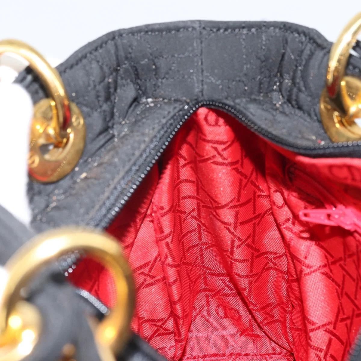 $5100 Christian Dior Nylon Cannage Medium Lady Dior Black Gold